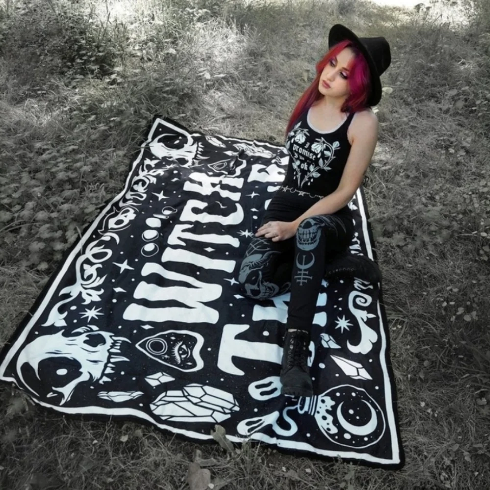 Too Fast ✦ Witch Blanket Towel ✦ Gothic Black Microfiber 72